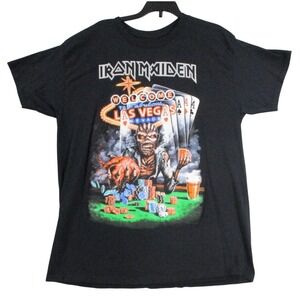Iron Maiden Las Vegas Eddie Casino Poker Black T-Shirt Mens Large 2023 Licensed